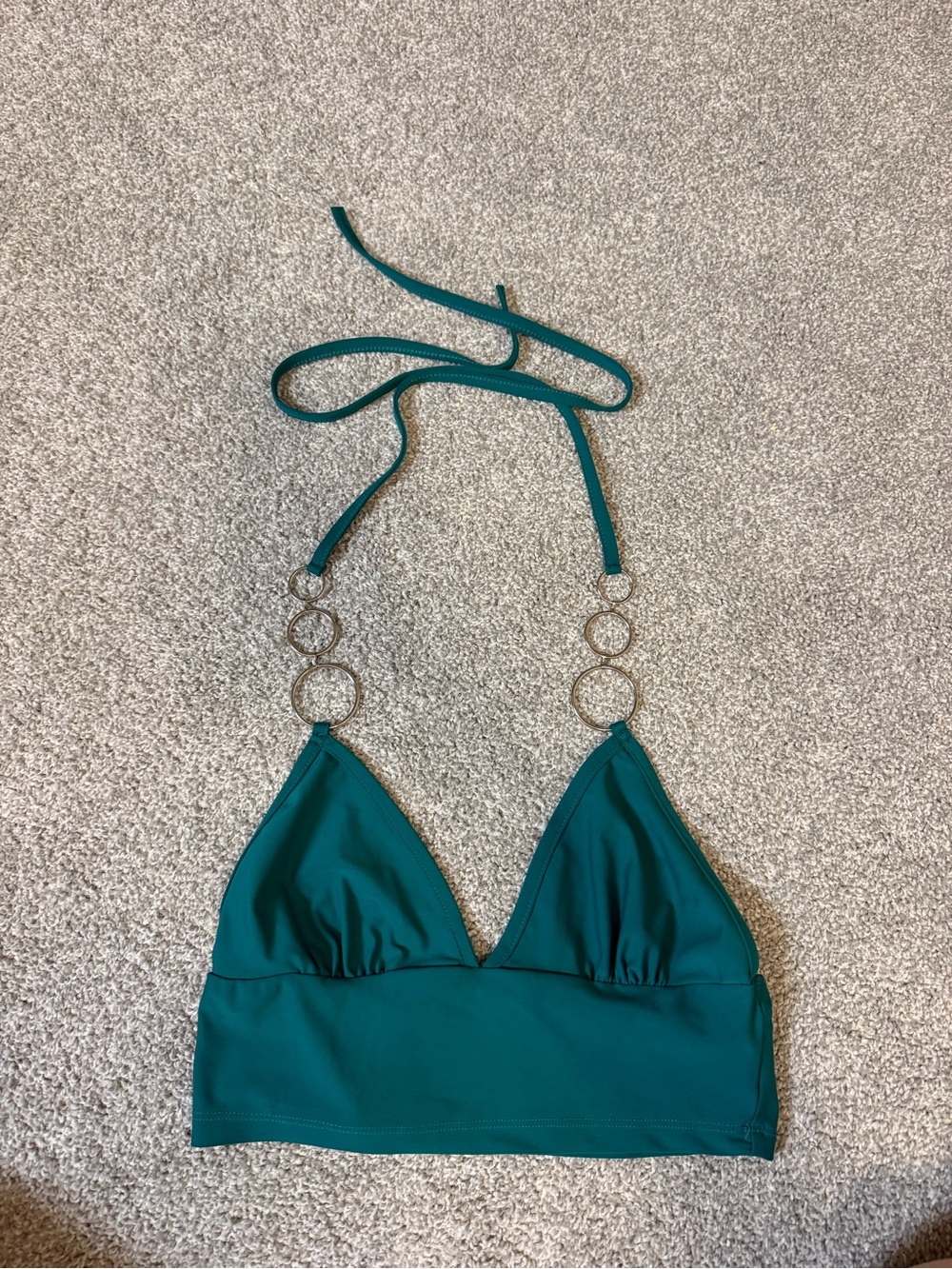 Teal Halter Top with Ring Detail